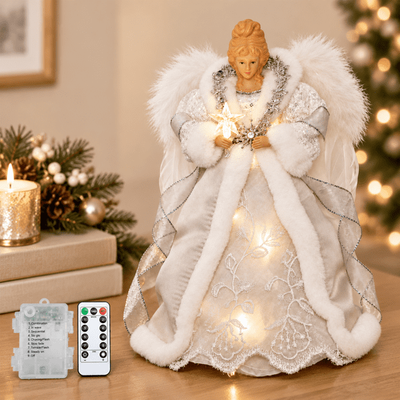 Mas Tree Topper Angel With Timer Lights 12