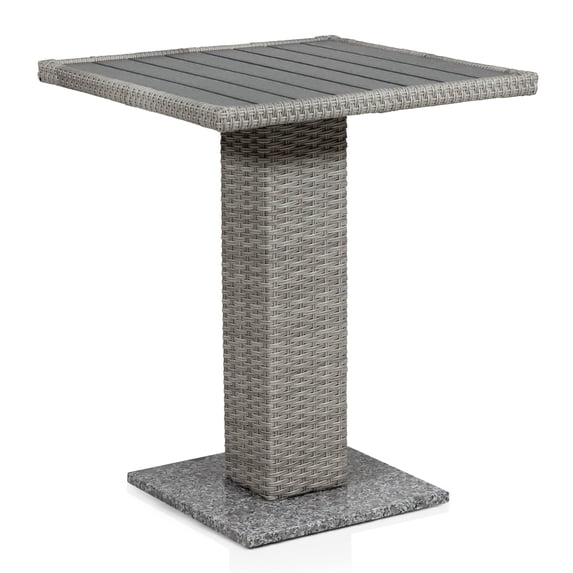 Masa PE Wicker Rattan Bistro Outdoor Dining Table in Gray