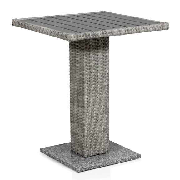 Masa PE Wicker Rattan Bistro Outdoor Dining Table in Gray