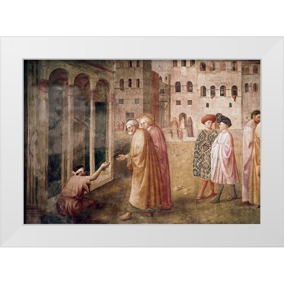Masaccio,  14x11 White Modern Wood Framed Museum Art Print Titled - Healing of The Cripple
