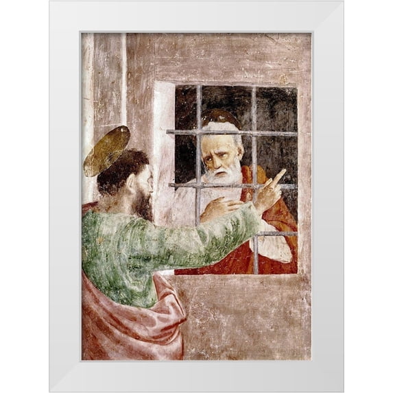 Masaccio, 14x18 White Modern Wood Framed Museum Art Print Titled - St. Peter In Jail
