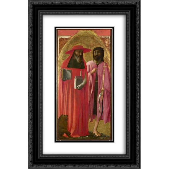 Masaccio 2x Matted 16x24 Black Ornate Framed Art Print 'St Jerome and St John the Baptist'