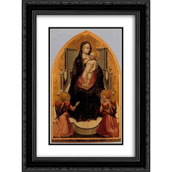 Masaccio 2x Matted 18x24 Black Ornate Framed Art Print 'San Giovenale Triptych. Central panel'