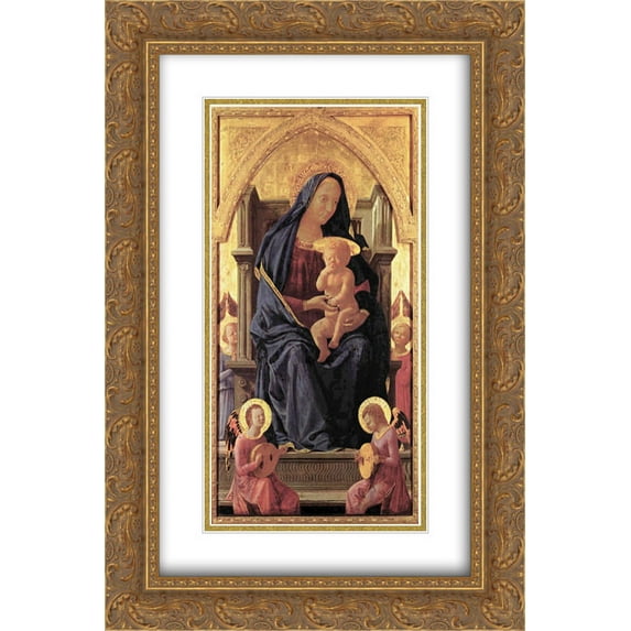 Masaccio 2x Matted 18x24 Gold Ornate Framed Art Print 'Maria and Child'