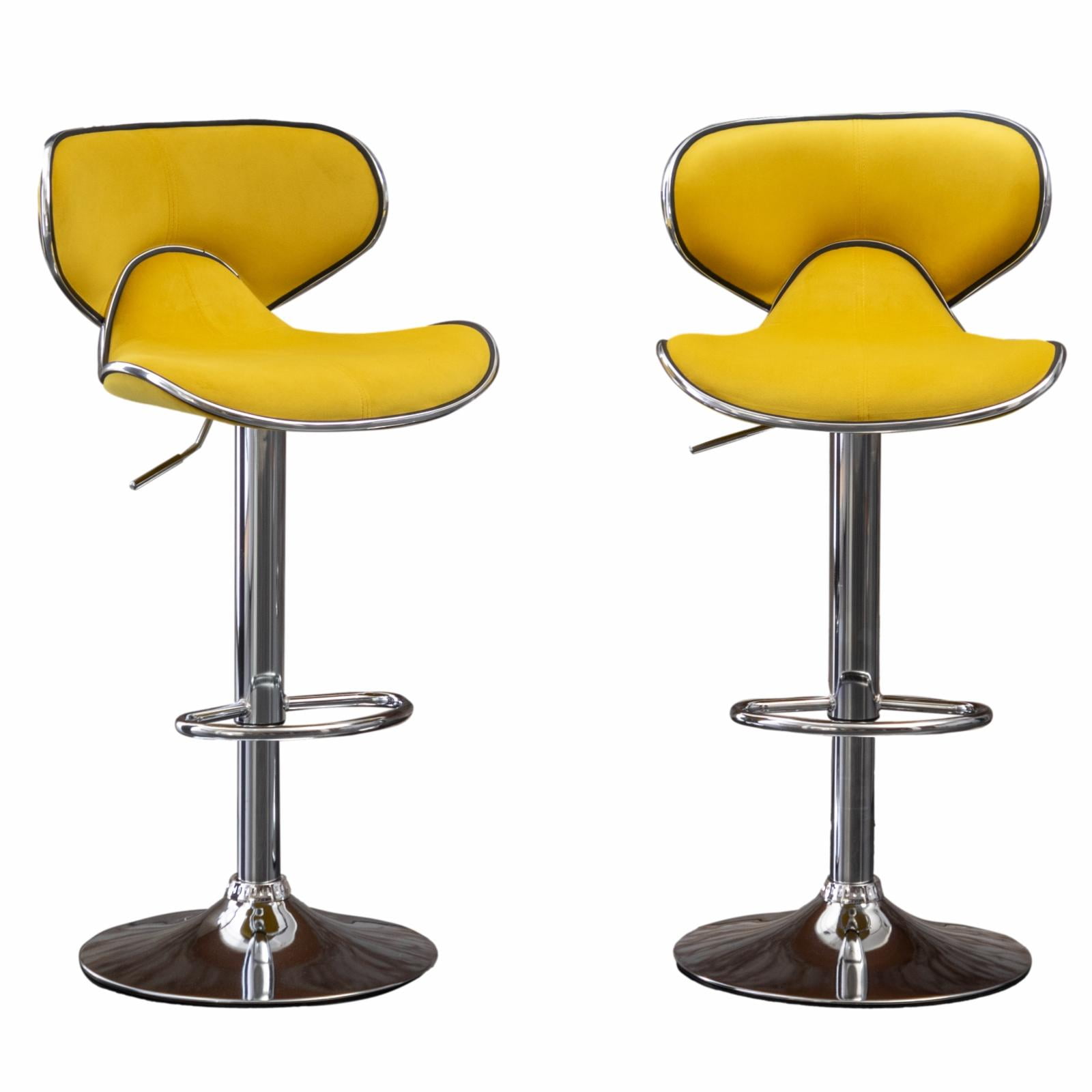 Adjustable Swivel Barstool in Plush Blue Velvet and Chrome