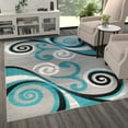 thumbnail image 1 of Masada Rugs Area Rug Modern Contemporary Design 1100 Turquoise Grey White Black (6 Feet X 9 Feet), 1 of 6