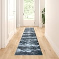 thumbnail image 1 of Masada Rugs Area Rug Modern Contemporary Design 1102 Grey White Black Turquoise Accent (2 Feet X 7 Feet 3 Inch) Runner, 1 of 6
