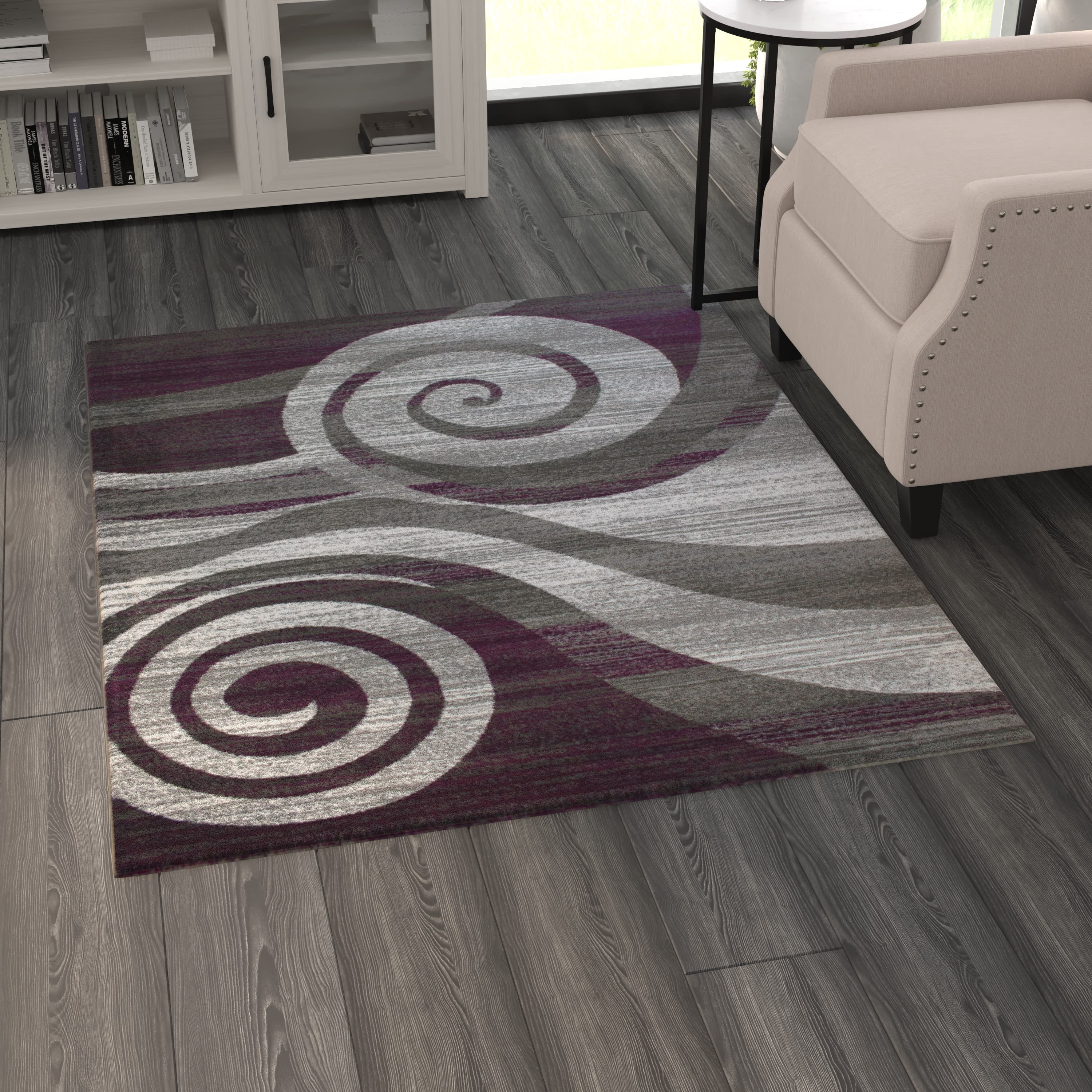 Masada Rugs Area Rug Modern Contemporary Design 1103 Purple Grey White