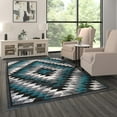 thumbnail image 1 of Masada Rugs Area Rug Southwest  Distressed Design 1106 Turquoise Grey White Black (6 Feet X 9 Feet), 1 of 7
