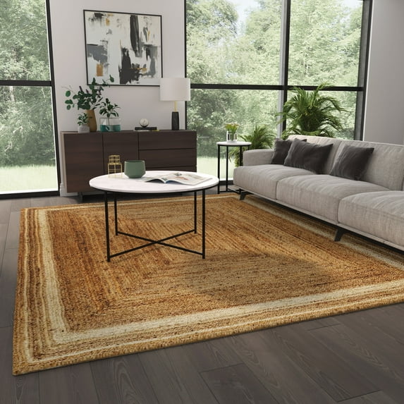 Masada Rugs Braided Design Natural Jute Area Rug (8 Feet x 10 Feet)