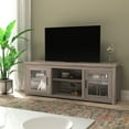 thumbnail image 1 of Masada Rugs Classic TV Stand for up to 80" TVs- Engineered Wood Media Console 65" with Full Glass Door and 3 Shelves in White Wash, 1 of 9