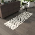 thumbnail image 1 of Masada Rugs Geometric Bohemian Low Pile Area Rug Ivory Black 2' x 6', 1 of 5