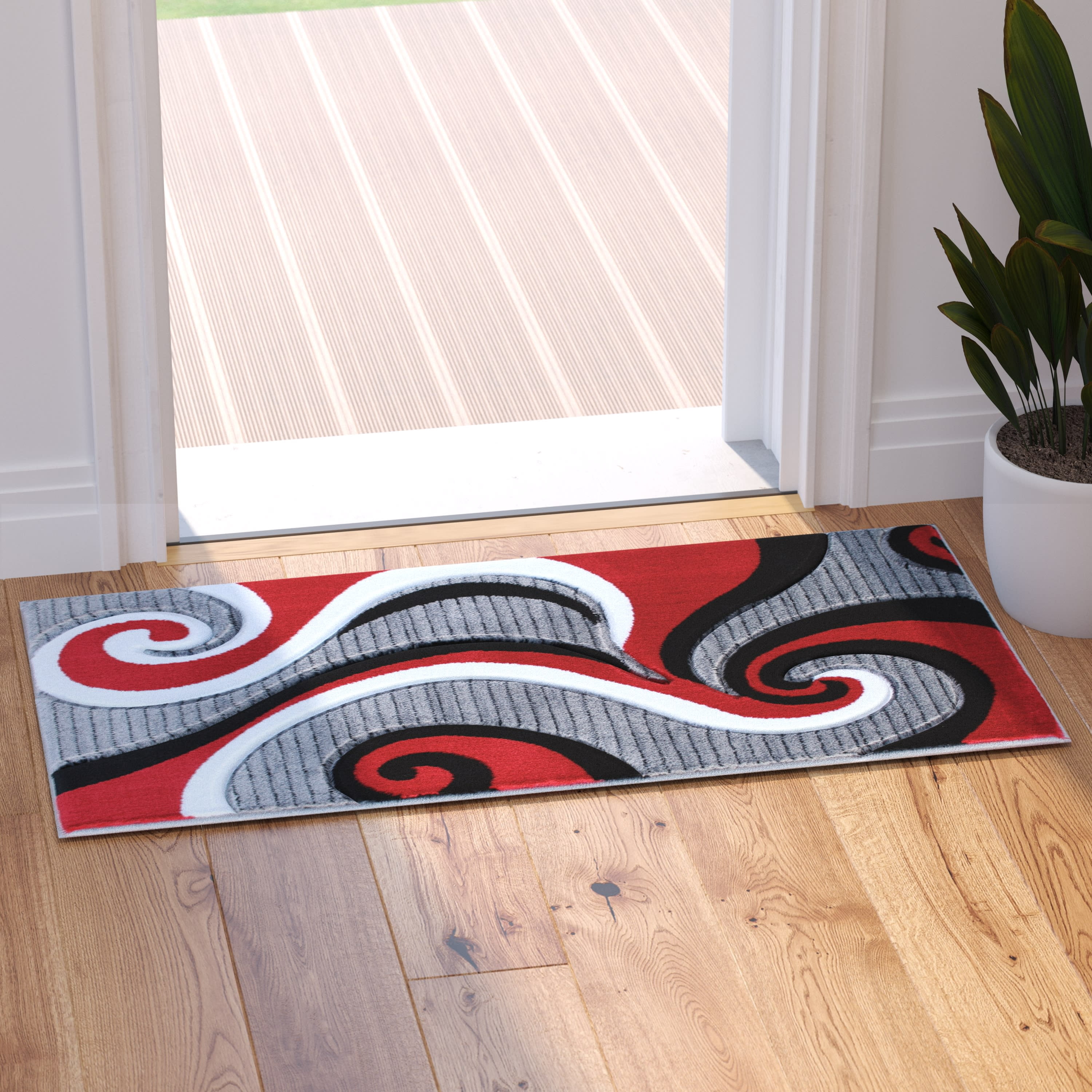 Masada Rugs High Quality Hand Carved Area Rug Modern Contemporary Red