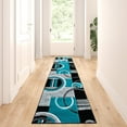 thumbnail image 1 of Masada Rugs High Quality Hand Carved Area Rug Modern Contemporary Turquoise Grey Black (2 Feet X 7 Feet 3 Inch) Runner, 1 of 6
