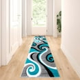 thumbnail image 1 of Masada Rugs High Quality Hand Carved Area Rug Modern Contemporary Turquoise White Grey Black (2 Feet 8 Inch X 10 Feet) Runner, 1 of 6