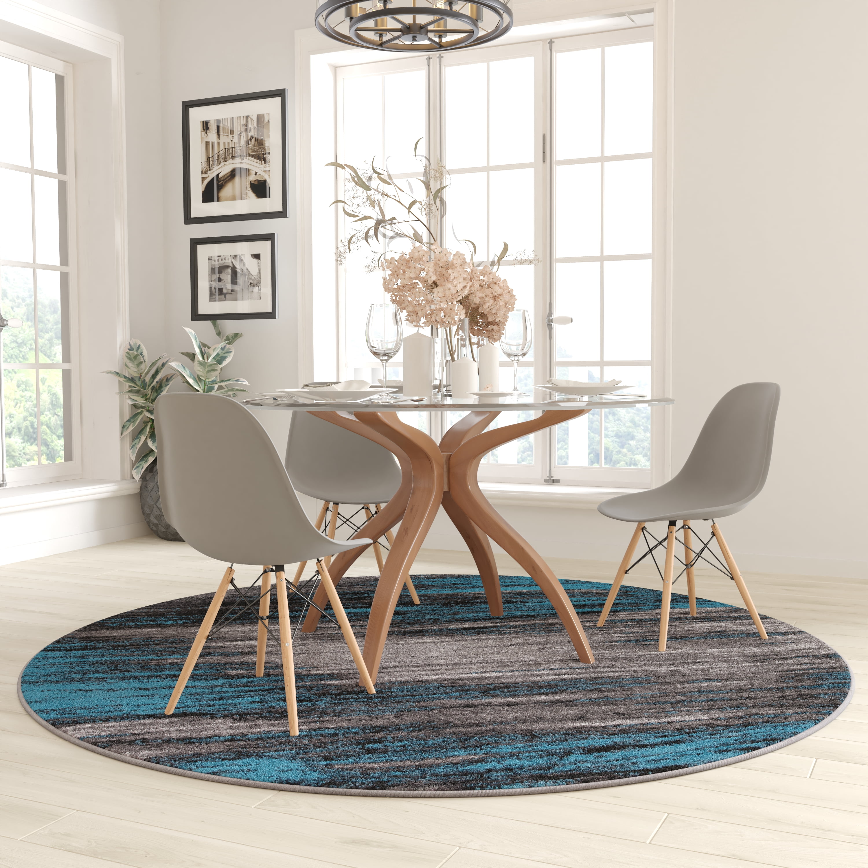 Masada Rugs Masada Rugs 7'x7' Round Modern Contemporary Round Area Rug ...