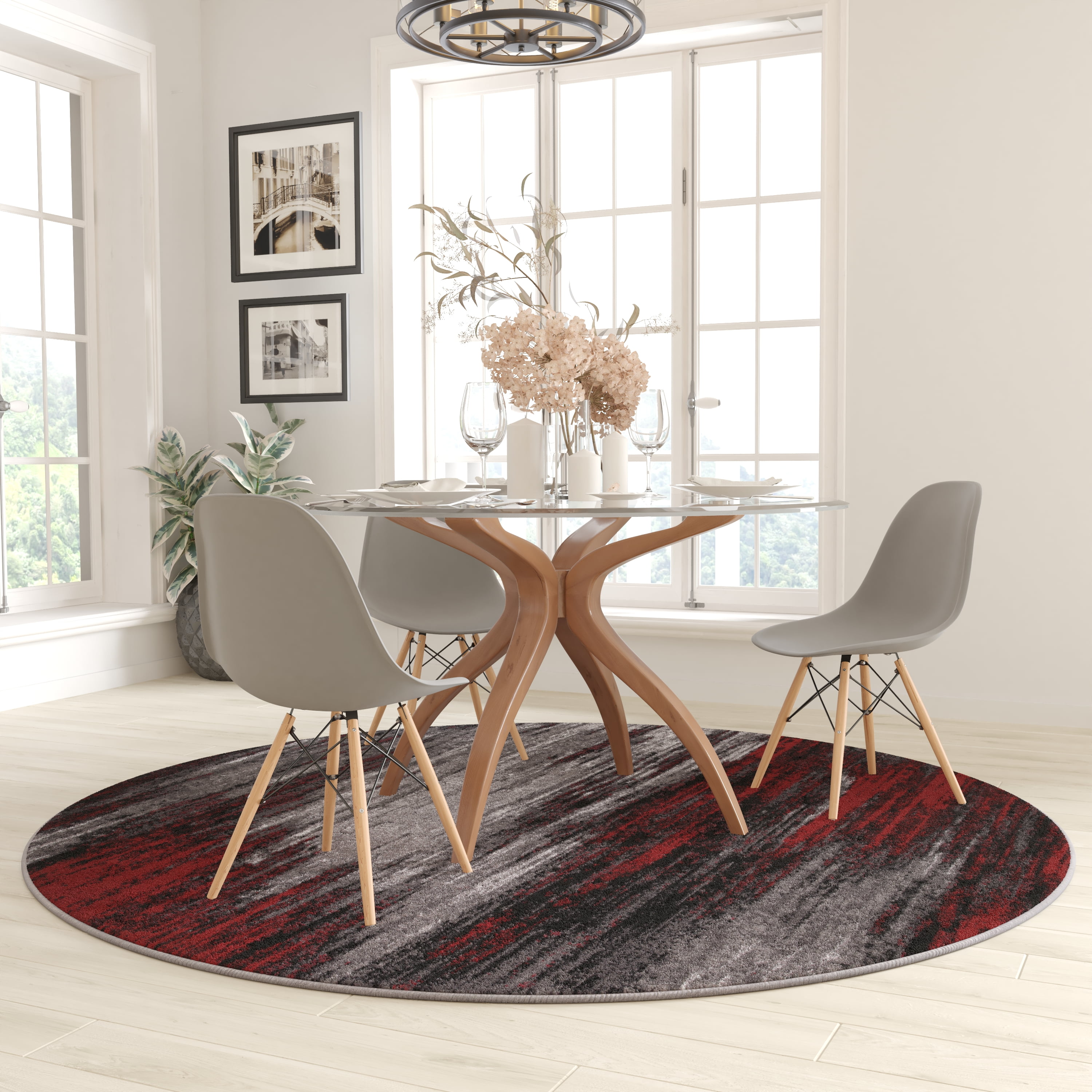 Masada Rugs Masada Rugs 7'x7' Round Modern Contemporary Round Area Rug