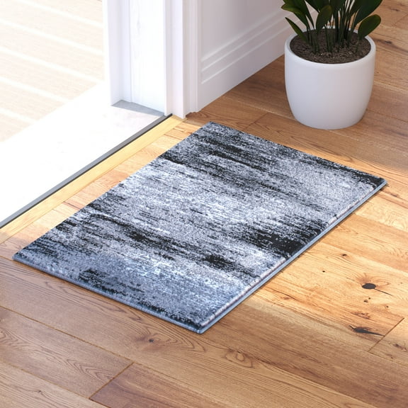 Masada Rugs Modern Contemporary Area Rug Grey Black White (2 Feet X 3 Feet) Mat