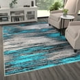 thumbnail image 1 of Masada Rugs Modern Contemporary Area Rug, Turquoise Grey Black (6 Feet X 9 Feet), 1 of 6