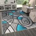 thumbnail image 1 of Masada Rugs Modern Contemporary Area Rug, Turquoise Grey Black (6 Feet X 9 Feet), 1 of 6