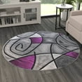 thumbnail image 1 of Masada Rugs Modern Contemporary Round Area Rug, Purple Grey Black (5 Feet X 5 Feet) Round, 1 of 7