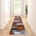 thumbnail image 1 of Masada Rugs Modern Contemporary Runner Area Rug, Orange Grey Black (2 Feet X 7 Feet), 1 of 6