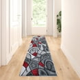 thumbnail image 1 of Masada Rugs Modern Contemporary Runner Area Rug, Red Grey Black. (2 Feet X 7 Feet), 1 of 6