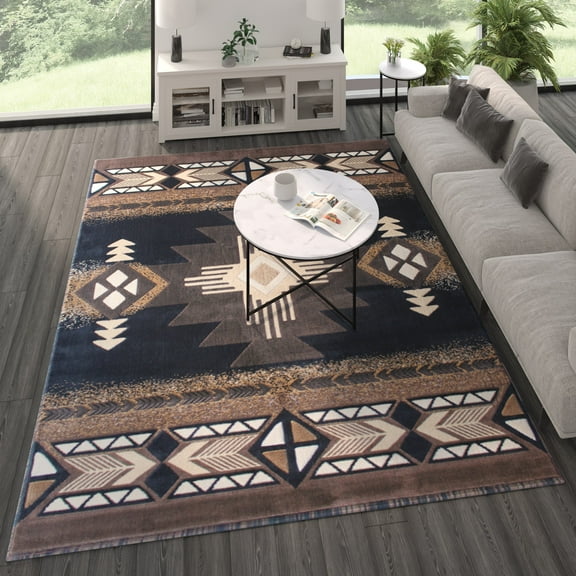 Masada Rugs South West Area Rug Design C318 Black (8 Feet X 10 Feet)