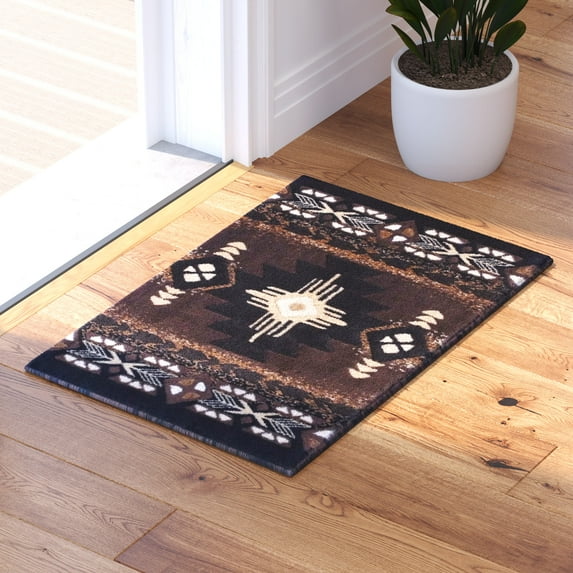 Masada Rugs South West Door Mat Area Rug Design C318 Chocolate (24 Inch X 40 Inch)