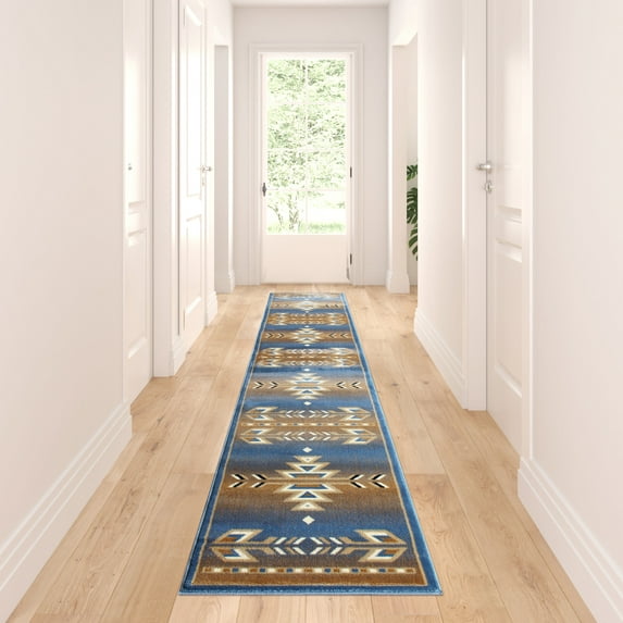 Masada Rugs Southwest , Area Rug (2 Feet 4 Inch X 11 Feet) Runner, Blue