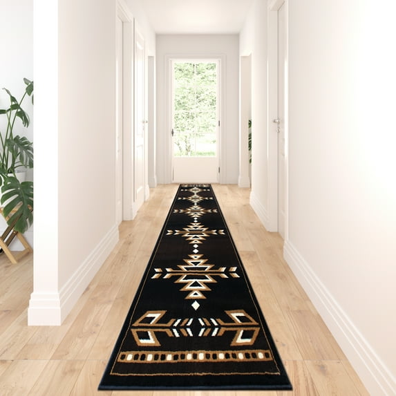 Masada Rugs Southwest , Area Rug, Brown Black Beige Ivory (32 Inch X 15 Feet 6 Inch Long Runner)