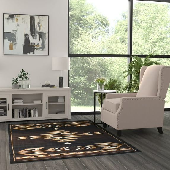 Masada Rugs Southwest , Area Rug, Brown Black Beige Ivory (5 Feet X 7 Feet)