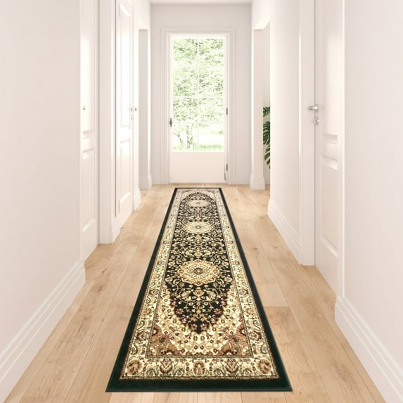 Masada Rugs Traditional Area Rug Runner 32 In. X 10 Ft. Black Bellagio 401