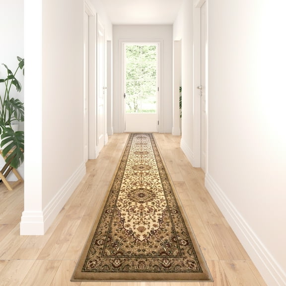Masada Rugs Traditional Area Rug Runner 32 In. X 15 Ft. 10 In. Ivory Bellagio 401
