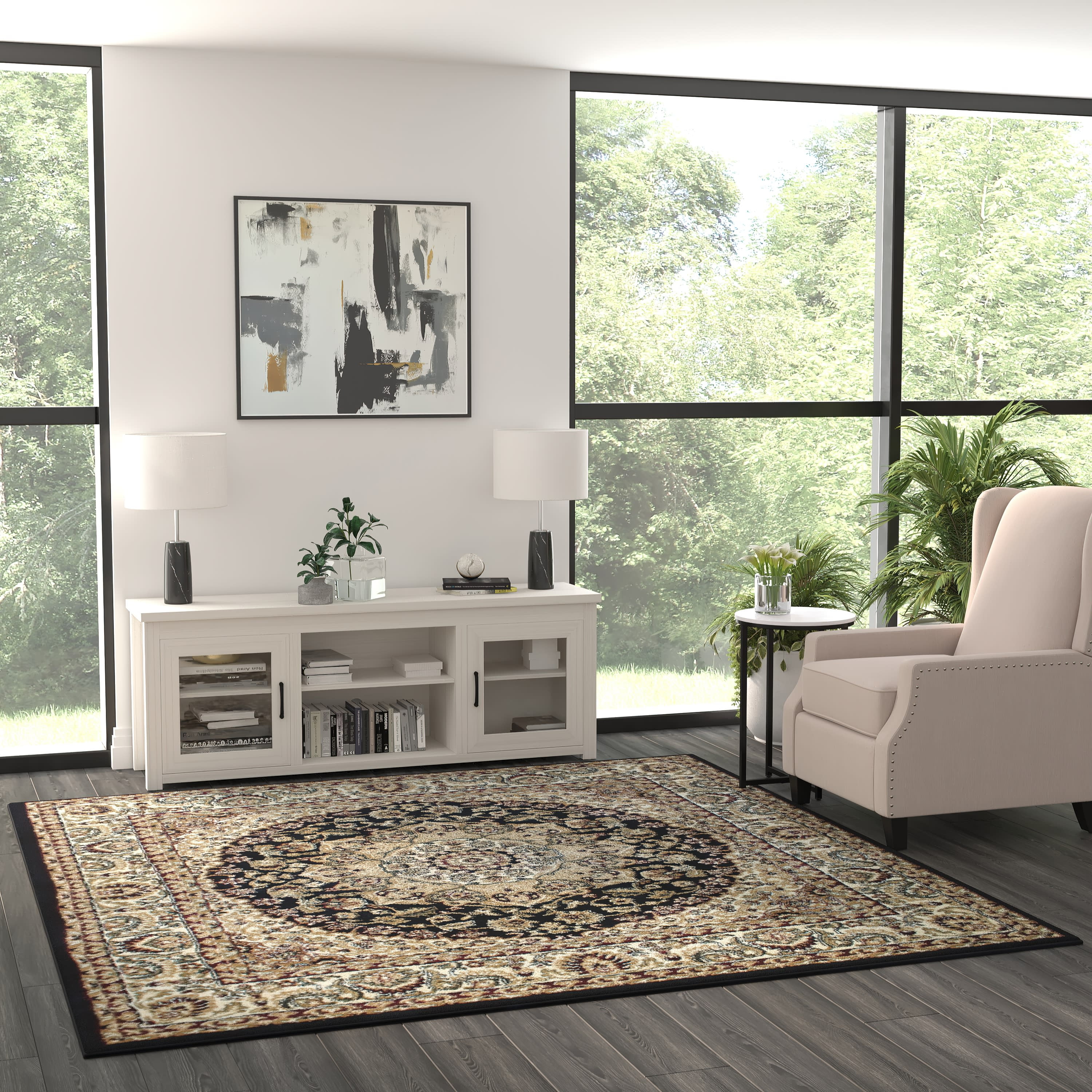 Square Pattern Extra Large Area Rug Masada Rugs Traditional Square Area Rug Design Bellagio 401 (7 Feet 3 ...