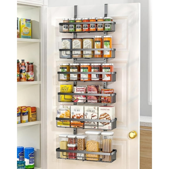 Masadi 6 Tier over The Door Pantry Organizer,H 60 in,Wall Mounted Spice Rack & Organizers