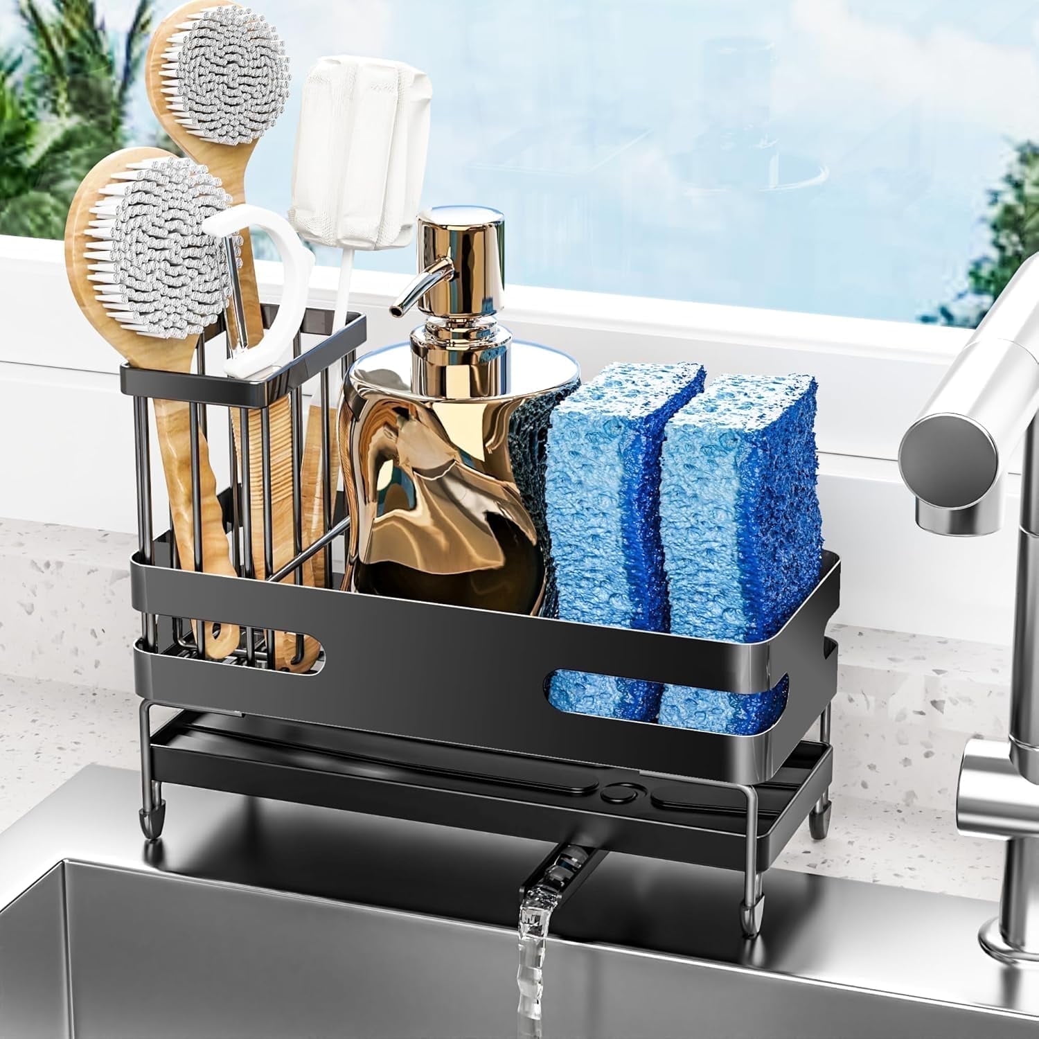 Masadi Sink Caddy,Sponge Holder for Kitchen Sink,Rustproof Kitchen Organizer for Sponge - Walmart.com
