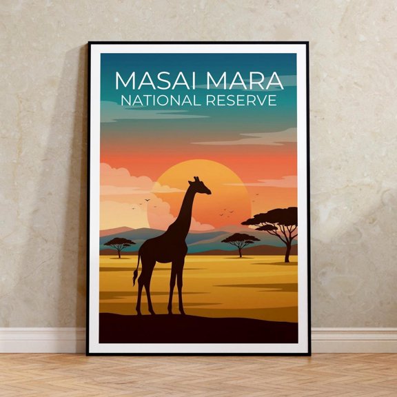 Masai Mara Giraffe Kenya Safari Wall Art Decor Unframed Paper Print