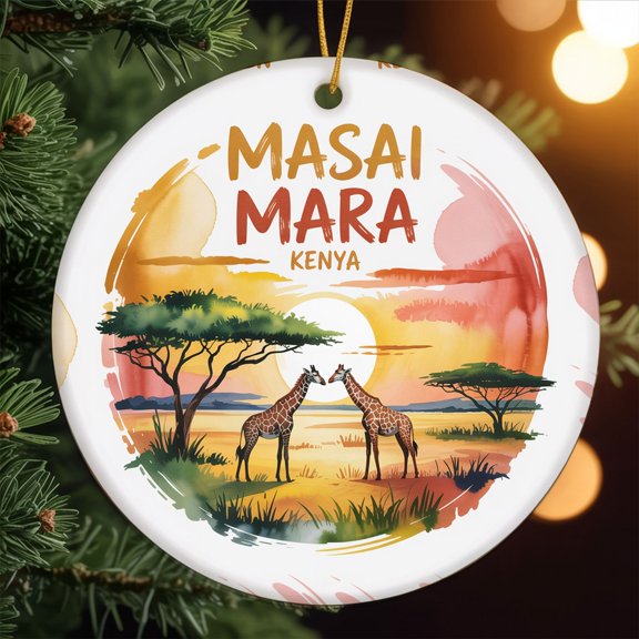 Masai Mara Kenya Travel Souvenir – Personalized Christmas Decoration, Custom Holiday Ornament Gift for Couples, Family, Friends, Vacation Keepsake 190OR11