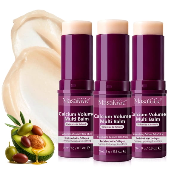 MasaiGGe Calcium Multi Balm Stick for Face, 3-Pack Calcium Volum Balm Firming Cream, Collagen Moisturizing Stick for Wrinkle