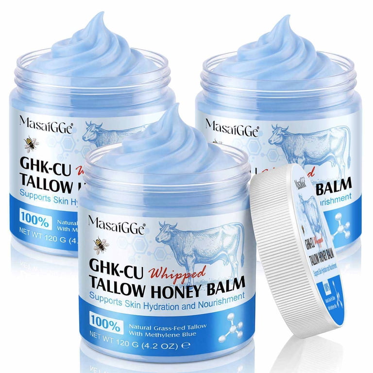 ghk cu beef tallow MasaiGGe GHK-Cu Whipped Tallow Honey Balm with Grass-Fed Beef Tallow Skin  Moisturizer, 120g