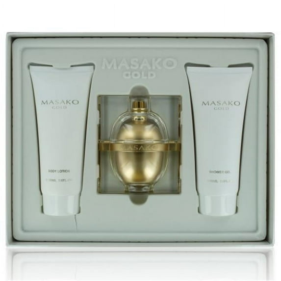 Masako Gold ZZGSWMASAKOGOLD3PC34 3 Piece Gift Set - 3.4 oz Eau De Parfum, 5 oz Body Lotion & 5 oz Shower Gel for Women