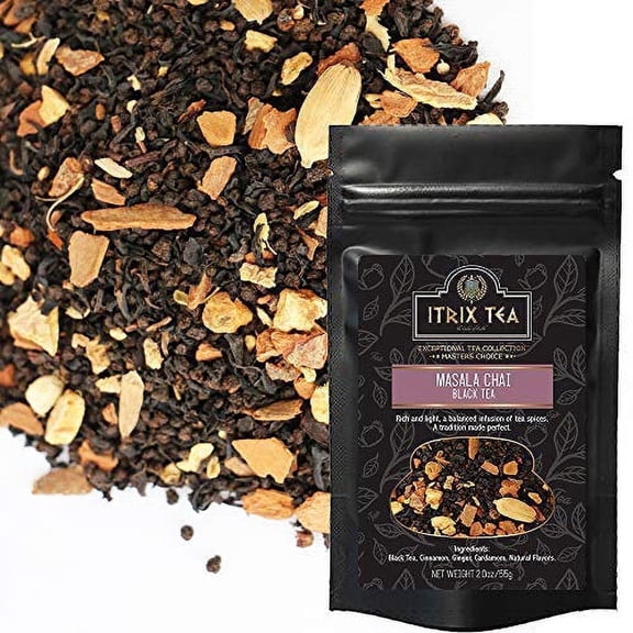 Itrix Tea Masala Chai Black Tea, 2 oz Bag (56g), Traditional Indian Spiced Tea, Relieves Stress, Boosts Energy & Metabolism, Healthy Coffee Substitute