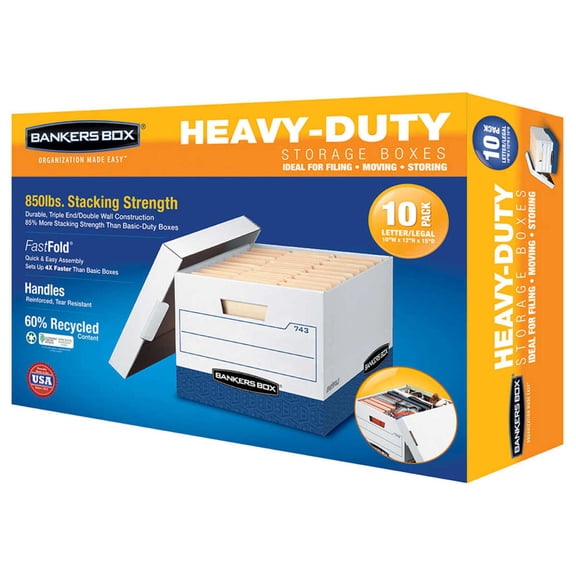 Masala House Bankers Box Letter Heavy Duty File Office Boxes, 10 Pack