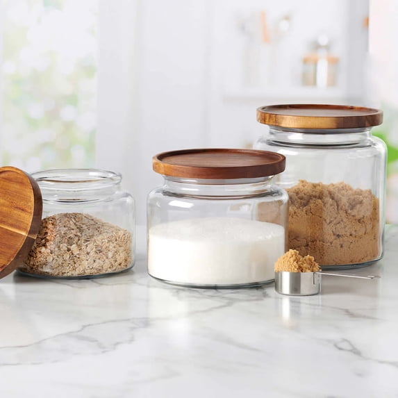 Masala House Clear Glass Airtight Food Storage Jar (3 Count)