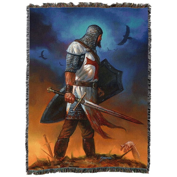 Pure Country Weavers Templar Knight XL Tapestry Throw Woven from Cotton - Made in The USA (82x62)