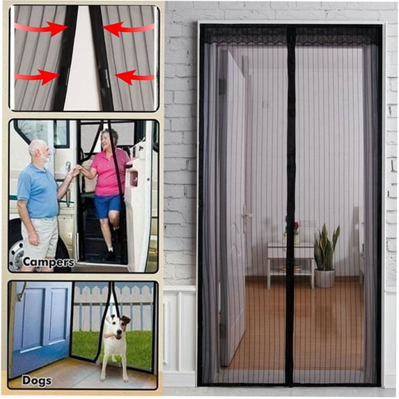 Masarry Self Sealing Magnets Door Screen Closure, Anti Mosquito Insect Fly Bug Mesh Curtain - Pet and Kids Friendly, Keeps Bugs Out Let Breeze in for Door, Front Doors, Kitchen, Room