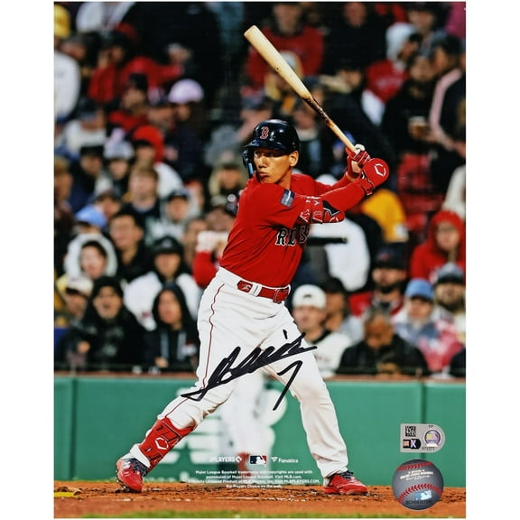 Masataka Yoshida Boston Red Sox Autographed 8" x 10" Vertical Hitting Photograph - Fanatics Authentic Certified