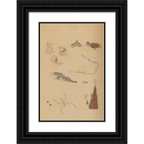 Masayoshi Kitao 11x14 Black Ornate Wood Framed Double Matted Museum Art Print Titled: Choju Ryakugashiki, Pl.40 (1868-1912)
