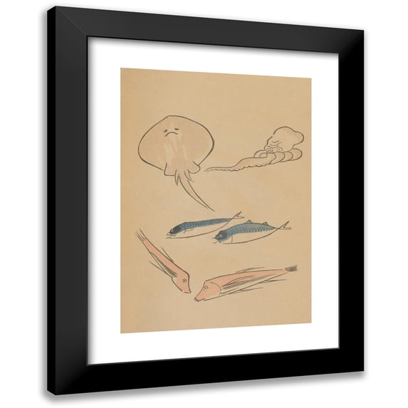 Masayoshi Kitao 14x18 Black Modern Framed Museum Art Print Titled - Choju Ryakugashiki, Pl.47 (1868-1912)